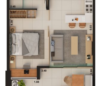 37 Planta Apartamento 40m² - Com cota